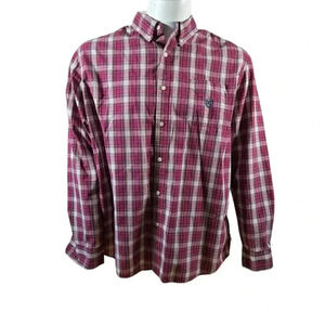Chaps Easy Care Men's Size XL Red Plaid Long Sleeve Button Down Shirt